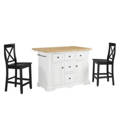 White And Black Wood 3-Pc. Kitchen Island Set-Kirkland's Home Discount