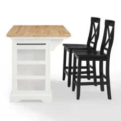 White And Black Wood 3-Pc. Kitchen Island Set-Kirkland's Home Discount