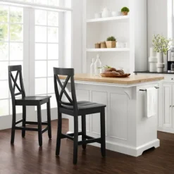White And Black Wood 3-Pc. Kitchen Island Set-Kirkland's Home Discount
