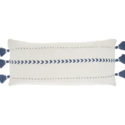White And Blue Braided Stripe Lumbar Pillow-Kirkland's Home Shop