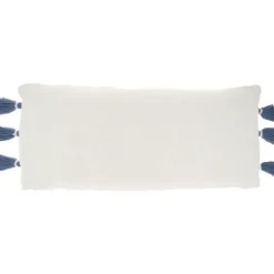 White And Blue Braided Stripe Lumbar Pillow-Kirkland's Home Shop