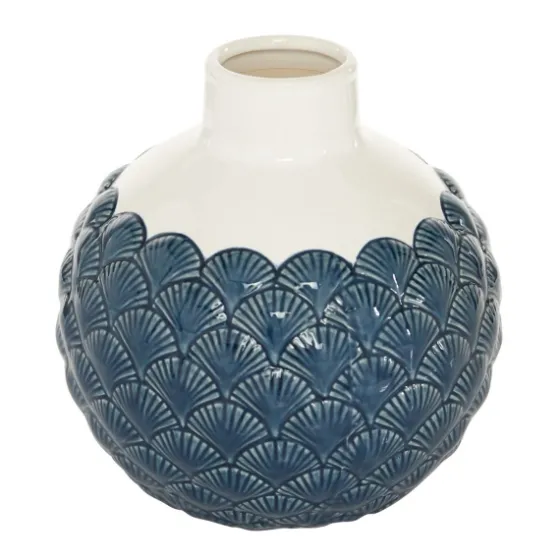 White And Blue Coastal Ceramic Vase, 8 In.-Kirkland's Home Store