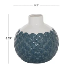 White And Blue Coastal Ceramic Vase, 8 In.-Kirkland's Home Store