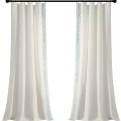 White And Blue Embroidered Curtain Panel, 84 In.-Kirkland's Home Flash Sale