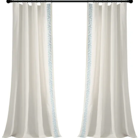 White And Blue Embroidered Curtain Panel, 84 In.-Kirkland's Home Flash Sale