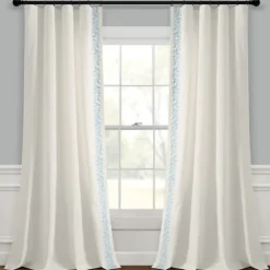 White And Blue Embroidered Curtain Panel, 84 In.-Kirkland's Home Flash Sale