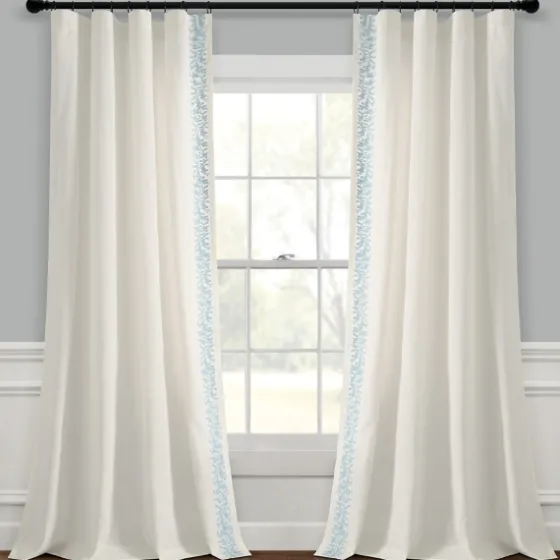 White And Blue Embroidered Curtain Panel, 84 In.-Kirkland's Home Flash Sale
