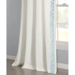 White And Blue Embroidered Curtain Panel, 84 In.-Kirkland's Home Flash Sale