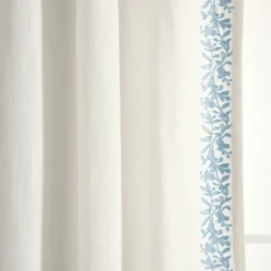White And Blue Embroidered Curtain Panel, 84 In.-Kirkland's Home Flash Sale