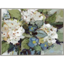 White And Blue Hydrangeas Framed Canvas Art Print-Kirkland's Home Cheap