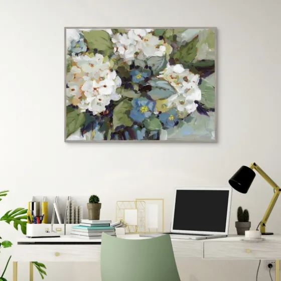White And Blue Hydrangeas Framed Canvas Art Print-Kirkland's Home Cheap