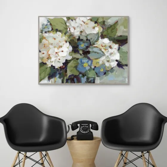 White And Blue Hydrangeas Framed Canvas Art Print-Kirkland's Home Cheap