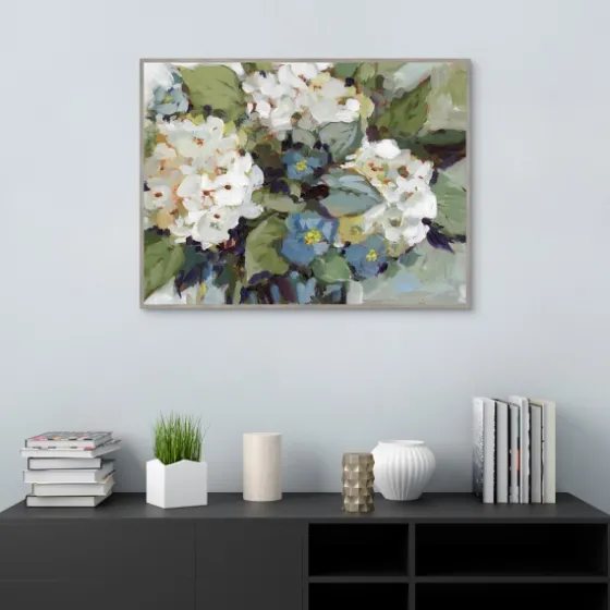 White And Blue Hydrangeas Framed Canvas Art Print-Kirkland's Home Cheap