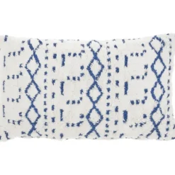 White And Blue Tufted Geo Lumbar Pillow-Kirkland's Home Cheap
