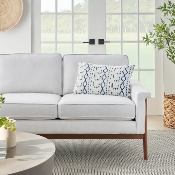 White And Blue Tufted Geo Lumbar Pillow-Kirkland's Home Cheap