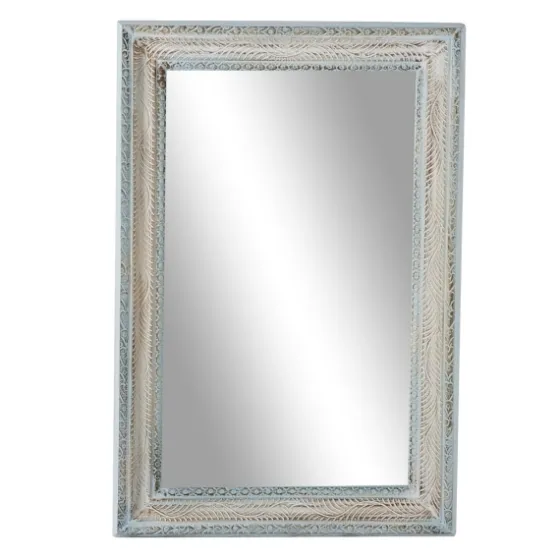 White And Blue Wood Frame Mirror, 32X48 In.-Kirkland's Home Cheap