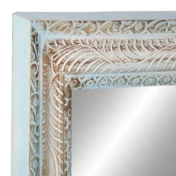 White And Blue Wood Frame Mirror, 32X48 In.-Kirkland's Home Cheap