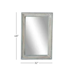 White And Blue Wood Frame Mirror, 32X48 In.-Kirkland's Home Cheap