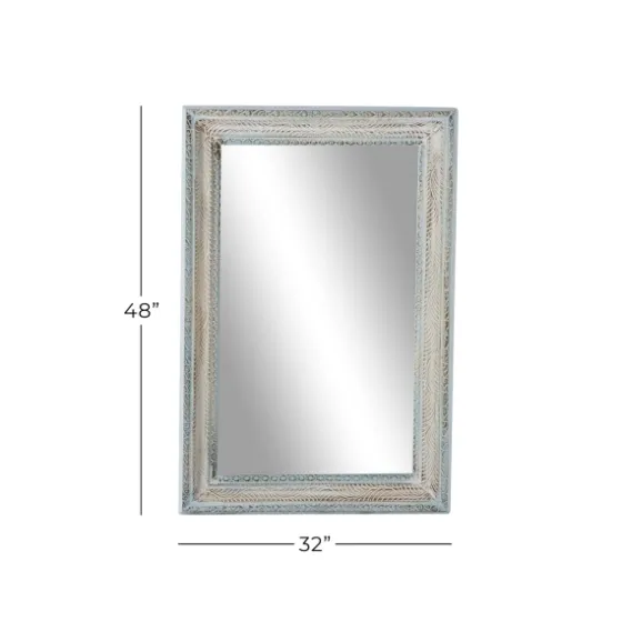 White And Blue Wood Frame Mirror, 32X48 In.-Kirkland's Home Cheap
