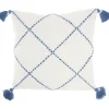 White And Blue Woven Dots Diamond Pillow-Kirkland's Home Sale