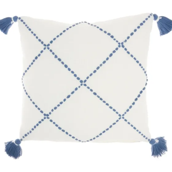 White And Blue Woven Dots Diamond Pillow-Kirkland's Home Sale