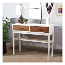 White And Brown Herringbone Console Table-Kirkland's Home Store