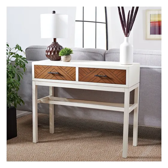 White And Brown Herringbone Console Table-Kirkland's Home Store