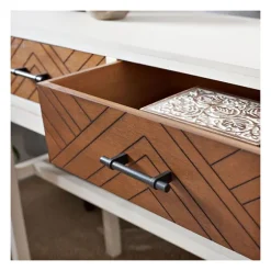 White And Brown Herringbone Console Table-Kirkland's Home Store