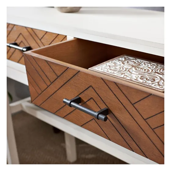 White And Brown Herringbone Console Table-Kirkland's Home Store