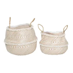White And Brown Seagrass Woven Baskets, Set Of 2-Kirkland's Home Flash Sale