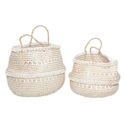 White And Brown Seagrass Woven Baskets, Set Of 2-Kirkland's Home Flash Sale