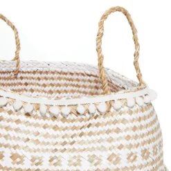 White And Brown Seagrass Woven Baskets, Set Of 2-Kirkland's Home Flash Sale