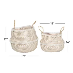 White And Brown Seagrass Woven Baskets, Set Of 2-Kirkland's Home Flash Sale