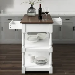 White And Brown Wood Kitchen Island-Kirkland's Home New