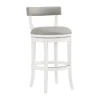 White And Faux Leather Swivel Bar Stool-Kirkland's Home Cheap