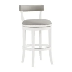 White And Faux Leather Swivel Bar Stool-Kirkland's Home Cheap