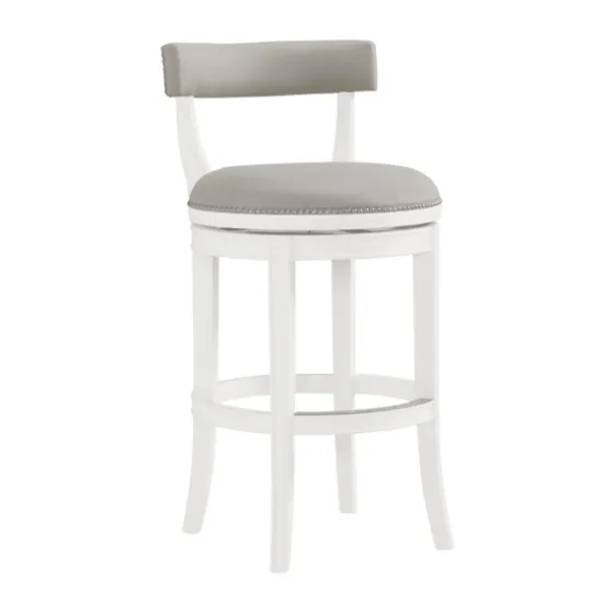 White And Faux Leather Swivel Bar Stool-Kirkland's Home Cheap