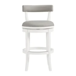 White And Faux Leather Swivel Bar Stool-Kirkland's Home Cheap
