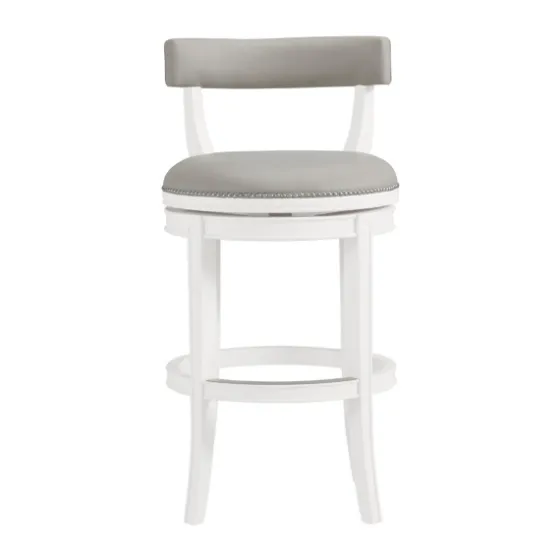 White And Faux Leather Swivel Bar Stool-Kirkland's Home Cheap