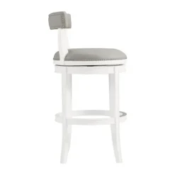White And Faux Leather Swivel Bar Stool-Kirkland's Home Cheap