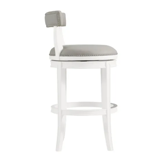 White And Faux Leather Swivel Bar Stool-Kirkland's Home Cheap