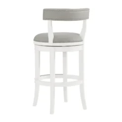 White And Faux Leather Swivel Bar Stool-Kirkland's Home Cheap