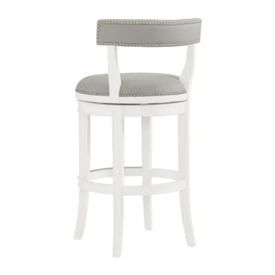 White And Faux Leather Swivel Bar Stool-Kirkland's Home Cheap