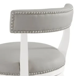 White And Faux Leather Swivel Bar Stool-Kirkland's Home Cheap