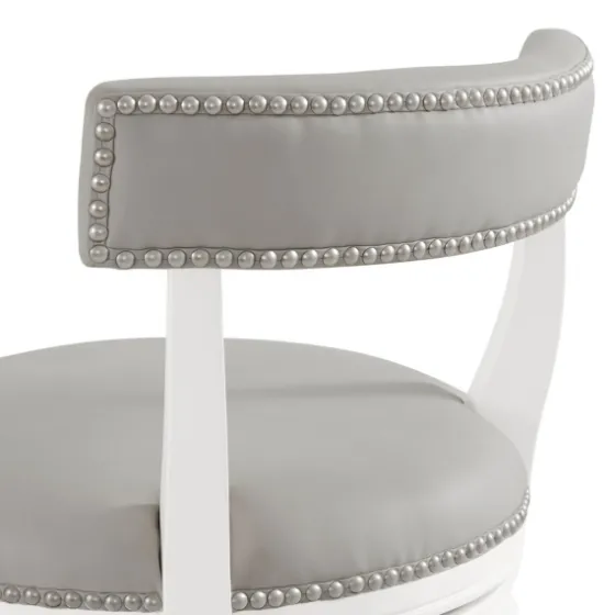 White And Faux Leather Swivel Bar Stool-Kirkland's Home Cheap