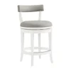 White And Faux Leather Swivel Counter Stool-Kirkland's Home Store