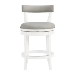 White And Faux Leather Swivel Counter Stool-Kirkland's Home Store