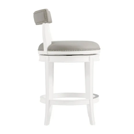 White And Faux Leather Swivel Counter Stool-Kirkland's Home Store