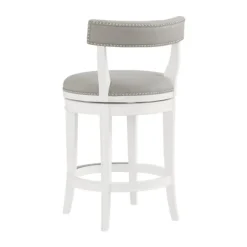White And Faux Leather Swivel Counter Stool-Kirkland's Home Store