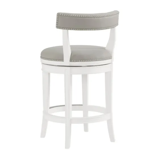 White And Faux Leather Swivel Counter Stool-Kirkland's Home Store